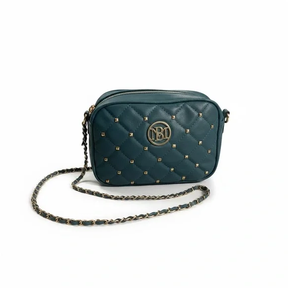 Badgley Mischka Teal & Gold Quilted Crossbody - Picture 1 of 10
